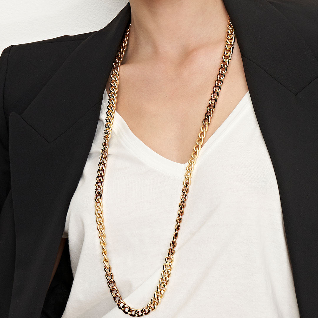Collana Donna Unoaerre Bronzo Lucido Dorato Catena Groumette Bicolore 506505