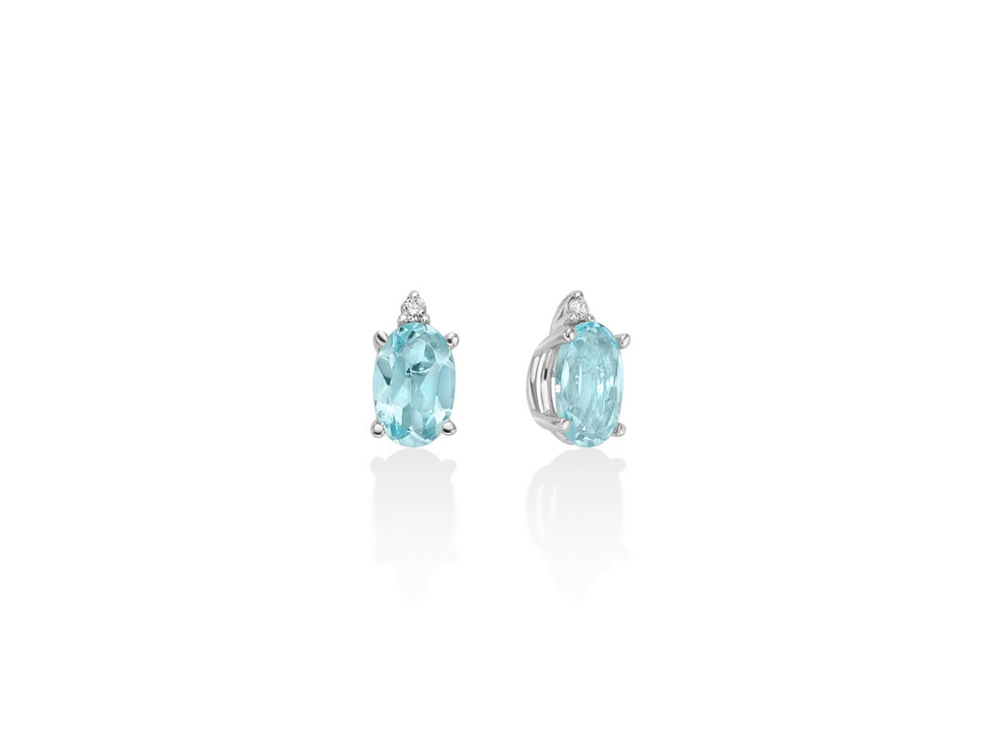 Orecchini Donna Miluna Oro Bianco 9 KT Diamanti e topazio ERD2818X