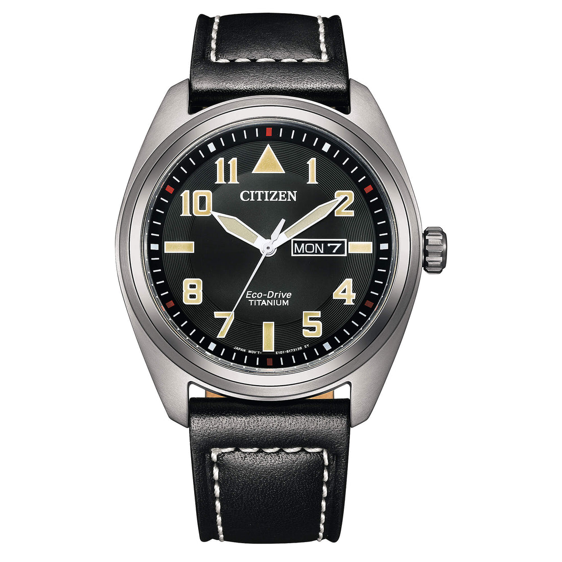 Orologio Uomo Citizen Eco-Drive Titanio Quarzo Doppia Data Pelle Nero BM8560-29E