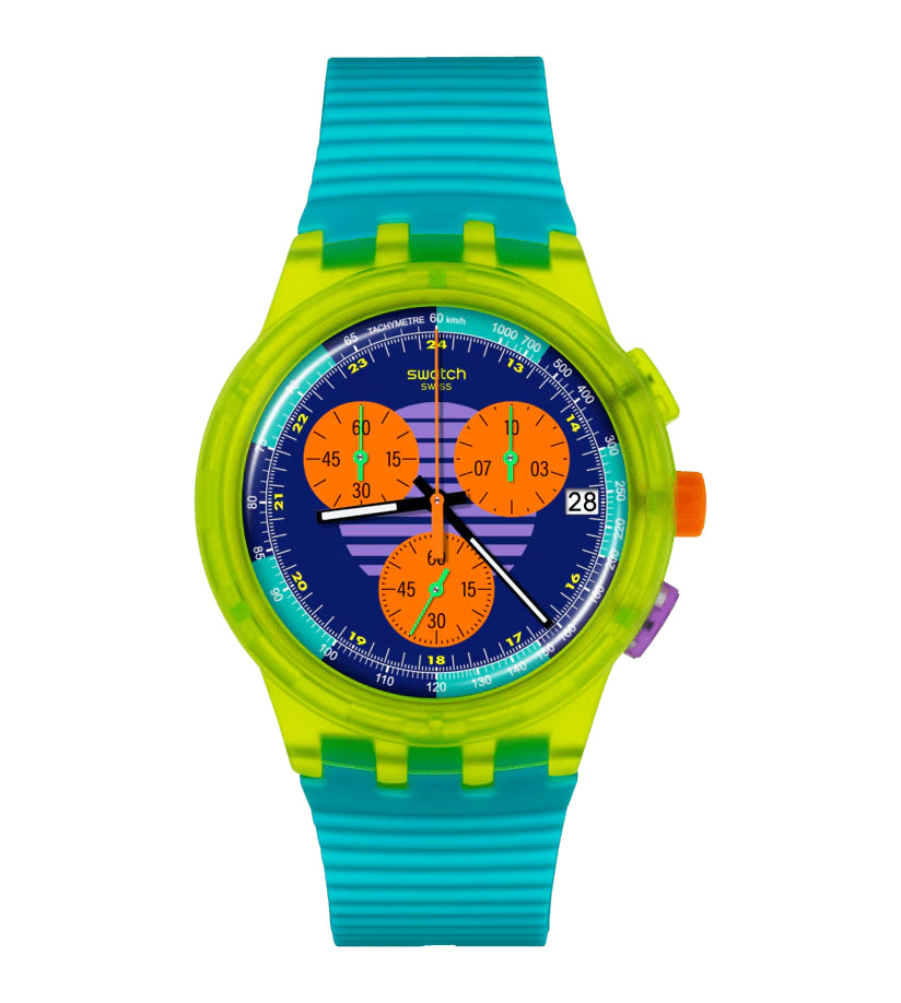Orologio Unisex Swatch Neon Wave 1991 Crono Data SUSJ404