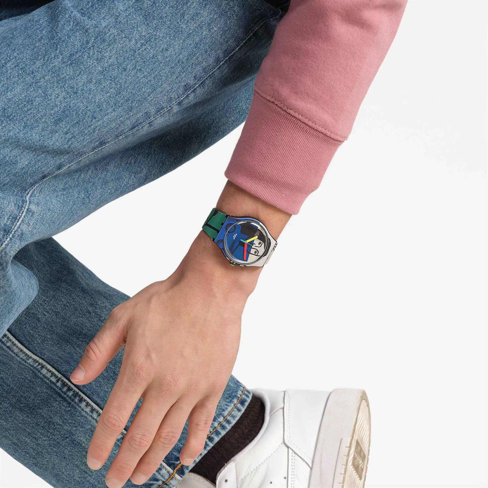 Orologio Unisex Swatch Leger's Two Woman Holding Flowers Multicolore SUOZ363