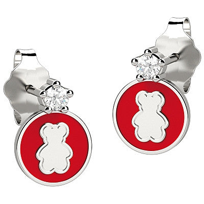 Orecchini Bambino Nanàn Argento 925 Cerchio Rosso Zircone NAN0082