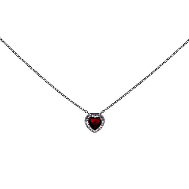 Collana Donna Re Mida Argento 925 Cuore Zirconi Rossi Bianchi CL DJV-1R