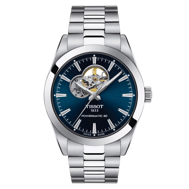 Orologio Uomo Tissot Acciaio Gentelman Open Heart Blu Powermatic 80 T1274071104101