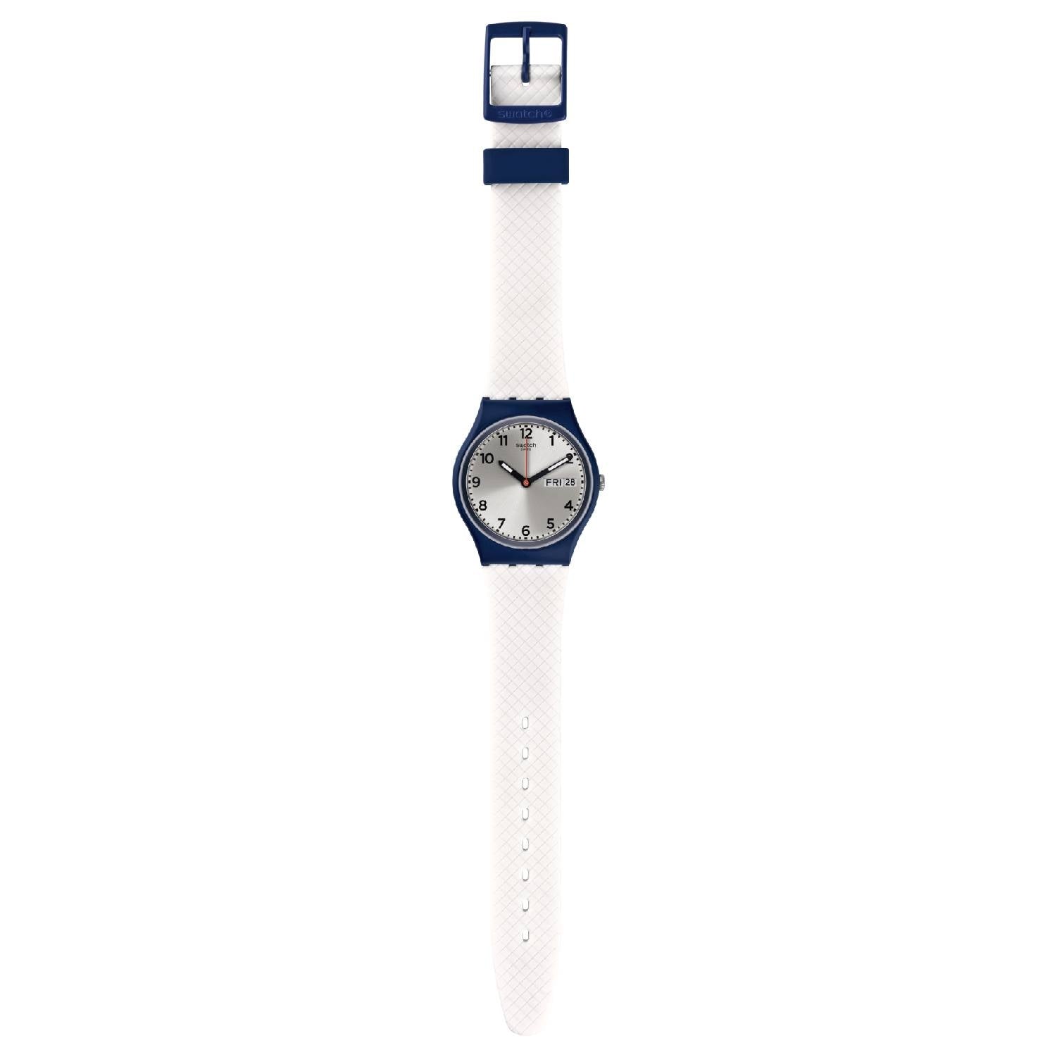 Orologio Donna Gomma Silicone Swatch Quarzo Solo Tempo Doppia Data Bianco GN720