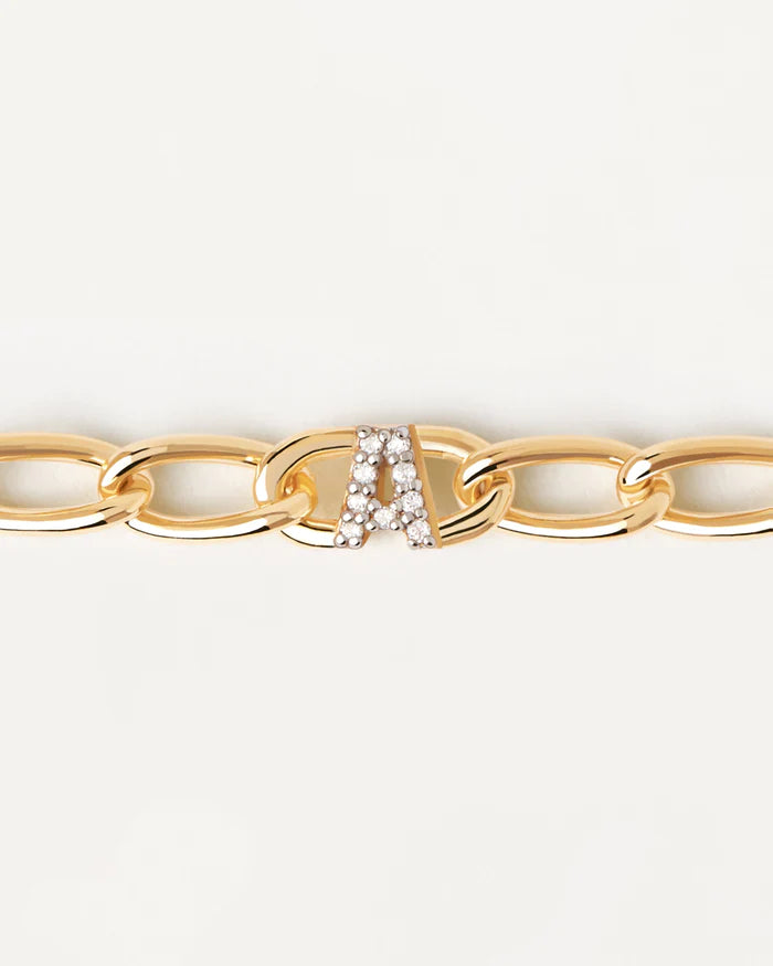 Bracciale Donna PDPaola Argento 925 Dorato Catena Iniziale A Zirconi PU01-538-U