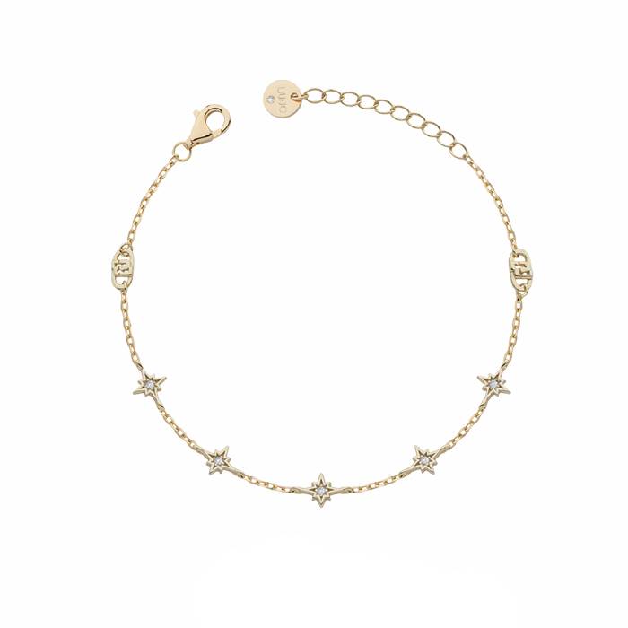 Bracciale Donna Liu Jo Argento 925 Dorato Stelline Zirconi Bianchi ALJ324
