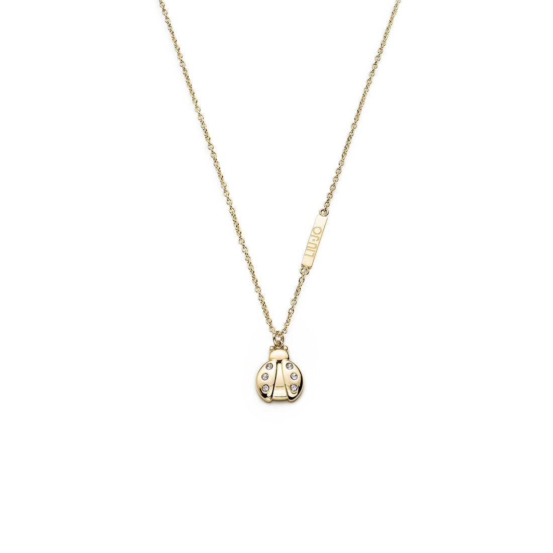 Collana Donna Liu Jo Acciaio Dorato Girocollo Coccinella Zirconi Targhetta LJ1892