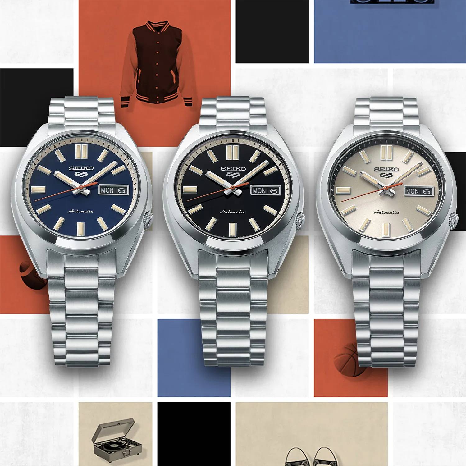 Orologio Uomo Seiko 5 Automatico Blu Riedizione Anni 70 SRPK87K1