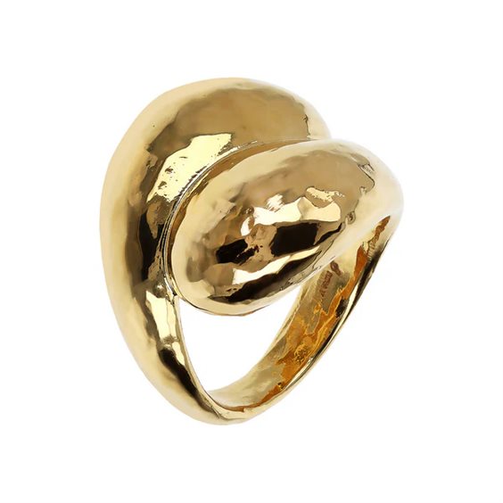 Anello Donna Etrusca Bronzo Dorato Fascia Martellata WSET00807.YG-16