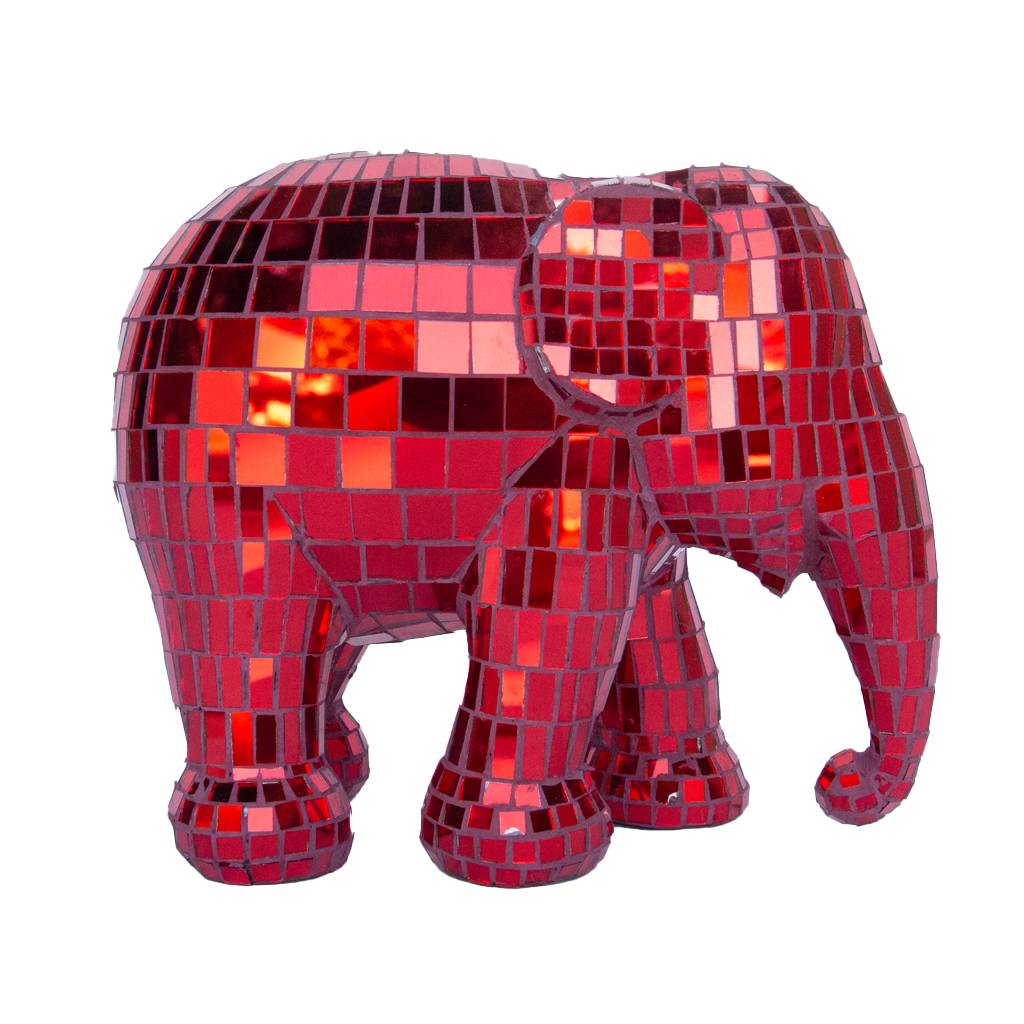 Scultura Elefante Onlylux Disco Lavorazione Stroboscopica Rosso 15cm 8858831264168