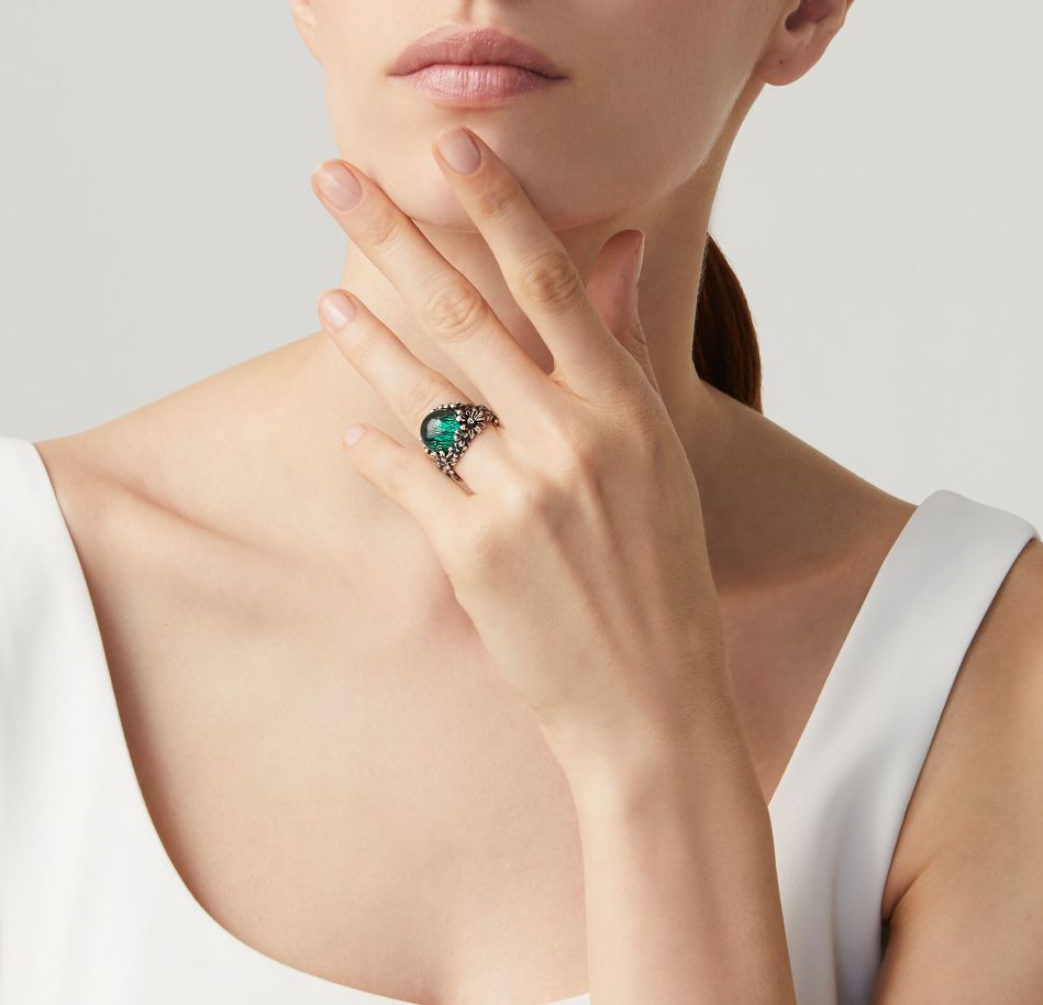 Anello Donna Giovanni Raspini Argento 925 Margherite Garden Agata Verde 11204/16