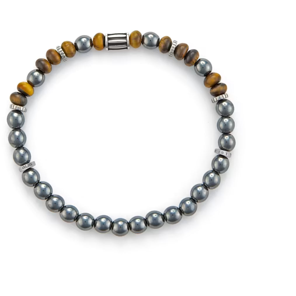 Bracciale Uomo 4US Cesare Paciotti Acciaio Biglie occhio di tigre ed Ematite 4UBR6010