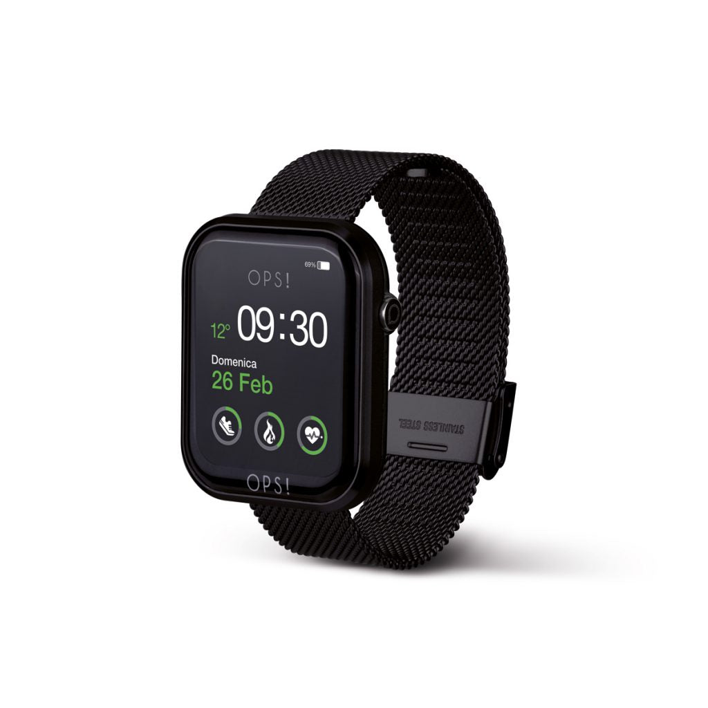 Orologio Unisex Ops Object Smartwatch Call Acciaio Nero Maglia Milano OPSSW-19