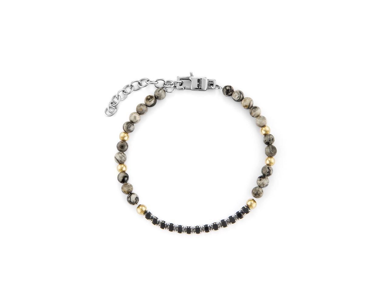 Bracciale Uomo Acciaio 4USCesare Paciotti PDV Oro Grigio Zirconi Neri 4UBR6218