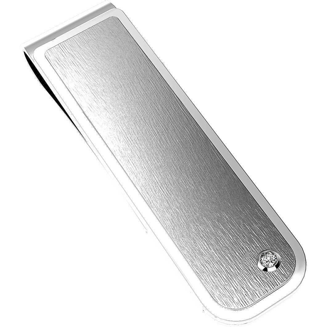 Fermasoldi Uomo Acciaio Zancan con zircone bianco  EHF010