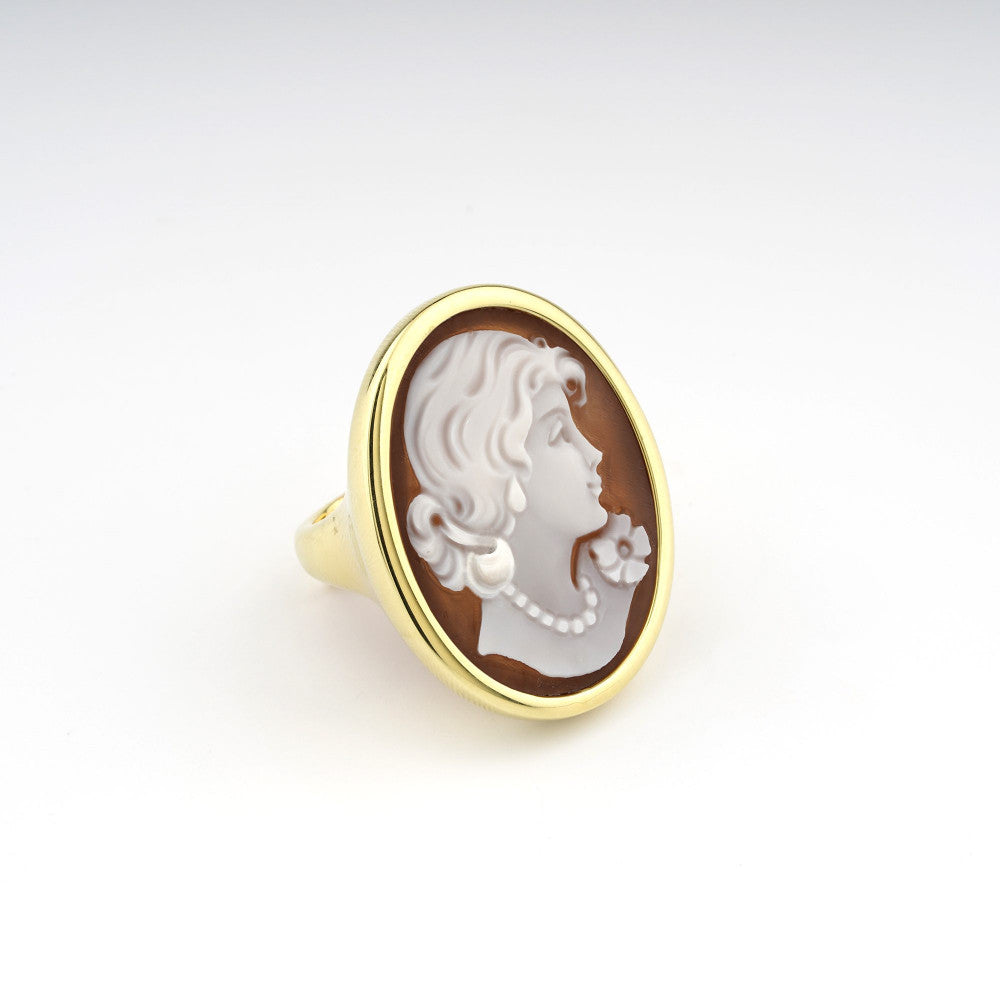 Anello Donna Cameo Italiano Argento Dorato 925 Dama A21BB-G