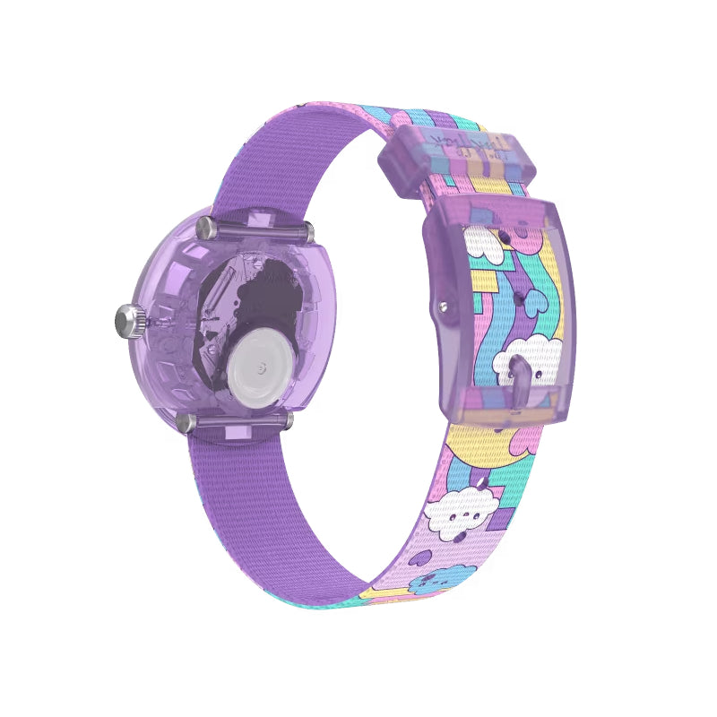 Orologio Bambina Swatch Flik Flak Cloud Level Quarzo Solo Tempo Multicolore ZFPNP136
