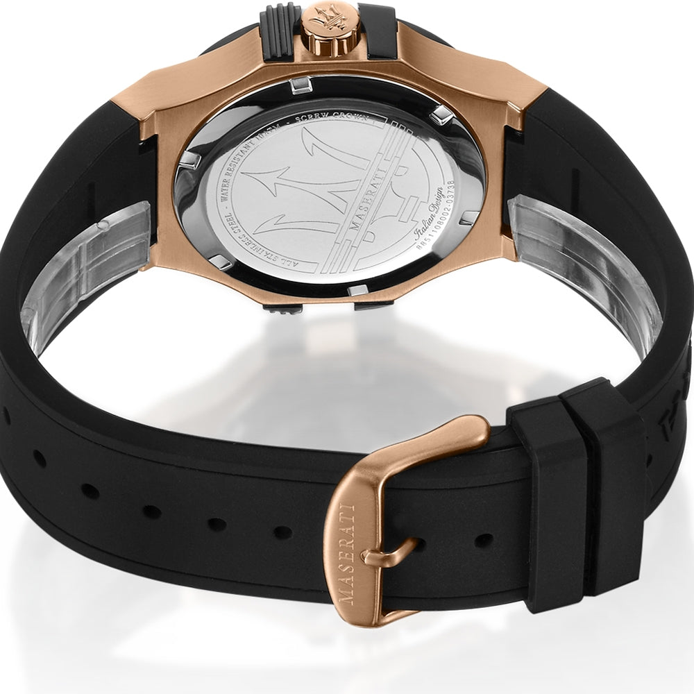 Orologio Uomo Maserati Acciaio Solo Tempo Quarzo Gomma Rosè Potenza 40 mm
