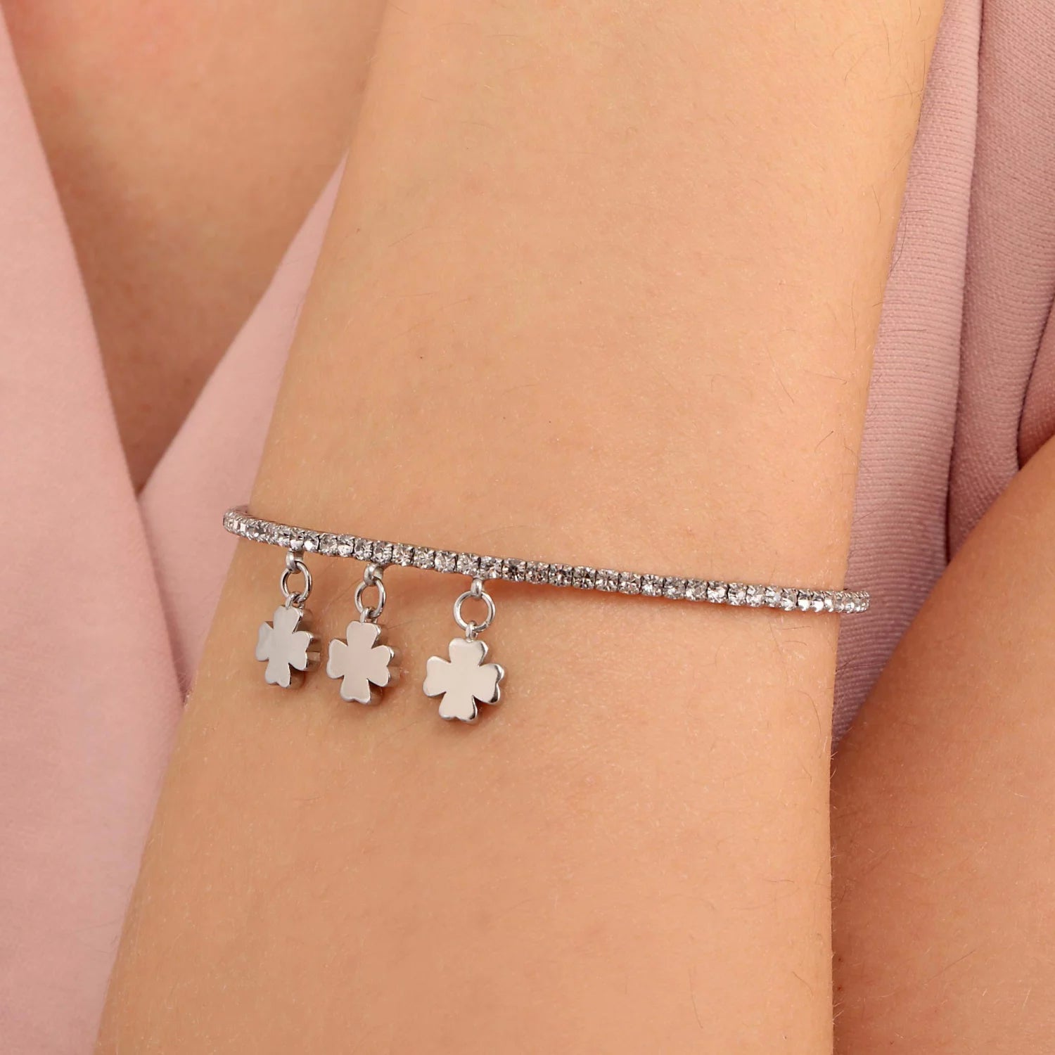 Bracciale Donna La Petite Story Ottone Charm Quadrifoglio Zirconi Bianchi LPS05AQC10