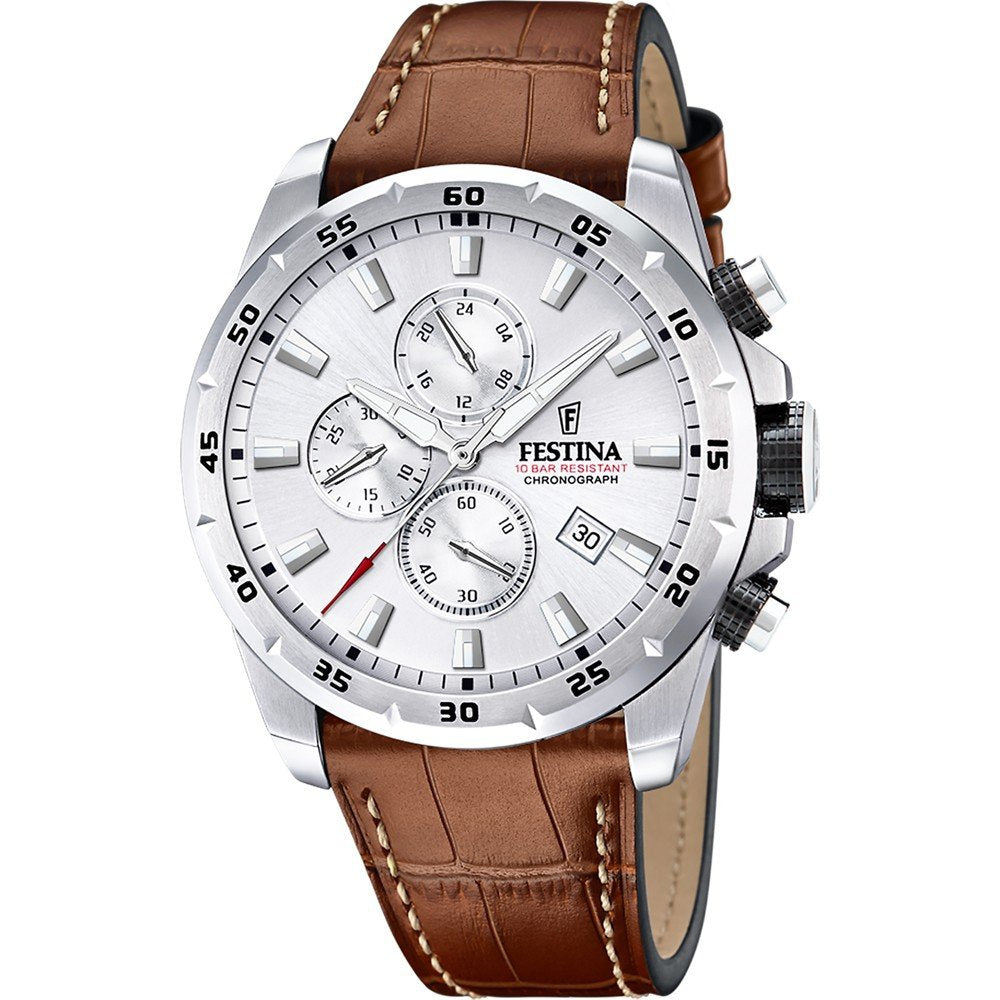 Orologio Uomo Festina Cronografo Pelle Acciaio Data 10 ATM F20692/1