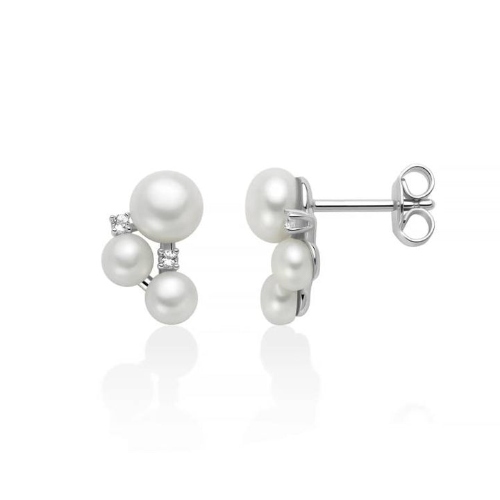 Orecchini Donna Miluna Andromeda Argento 925 Perle Oriente Topazi Bianchi PER2890