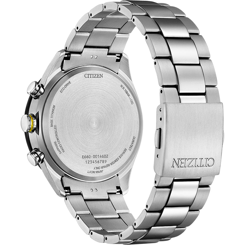 Orologio Uomo Citizen Titanio Radio Controllato Eco Drive Data Nero CB5947-80E