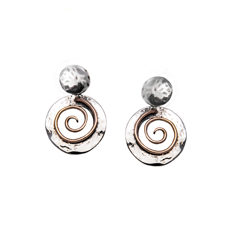 Orecchini Donna Nemoris Argento 925 Bronzo Rosè Spirale Pendente HOS01
