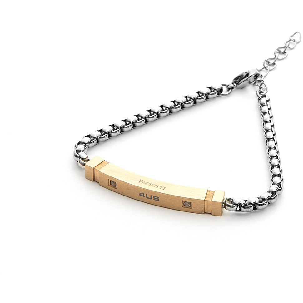 Bracciale Uomo 4US Cesare Paciotti acciaio Bianco con centrale rigido legno 4UBR3792