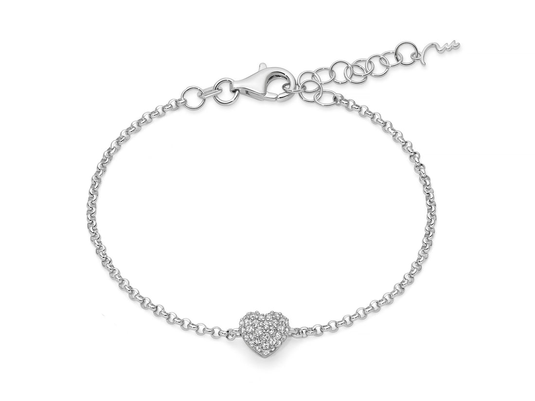 Bracciale Donna Miluna Argento 925 Topazi bianchi cuore BRD1092