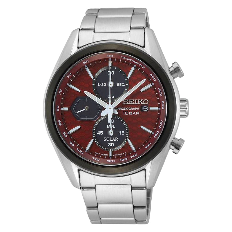 Orologio Uomo Seiko Carica Solare Cronografo Quadrante Rosso SSC771P1