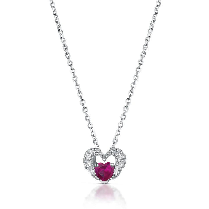 Collana Donna Roberto Giannotti Oro Bianco 9 KT Diamanti Cuore Rubino LUXCR01