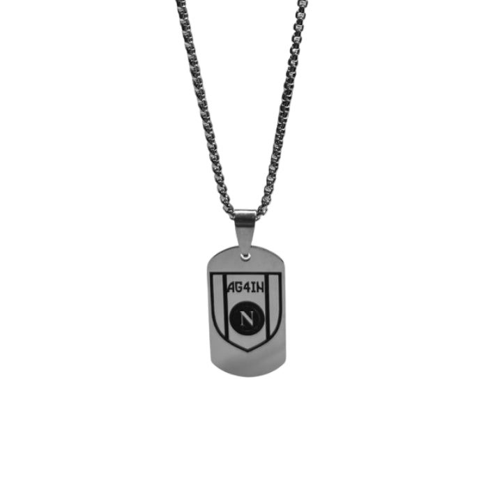 Collana Uomo Re Mida Quarto Scudetto Ag4in Napoli Acciaio CL-C-6