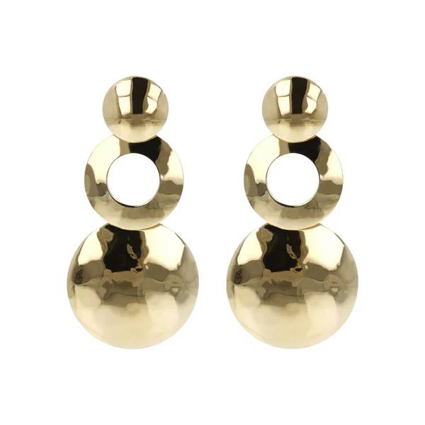 Orecchini Donna Etrusca Dischi Martellati Bronzo Dorato WSET00325.YG