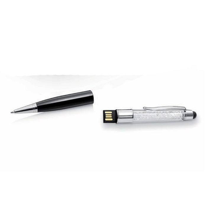 Penna Ottaviani Biro Roller USB Touch Screen Acciaio Nero Cristalli 84291