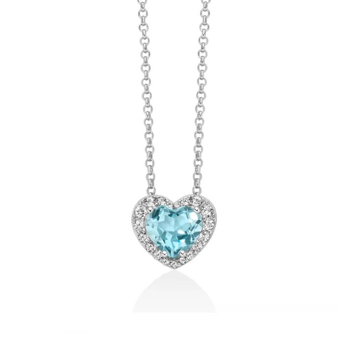 Collana Donna Miluna Argento Cuore Gemma Del Cielo Topazi Bianchi CLD5434