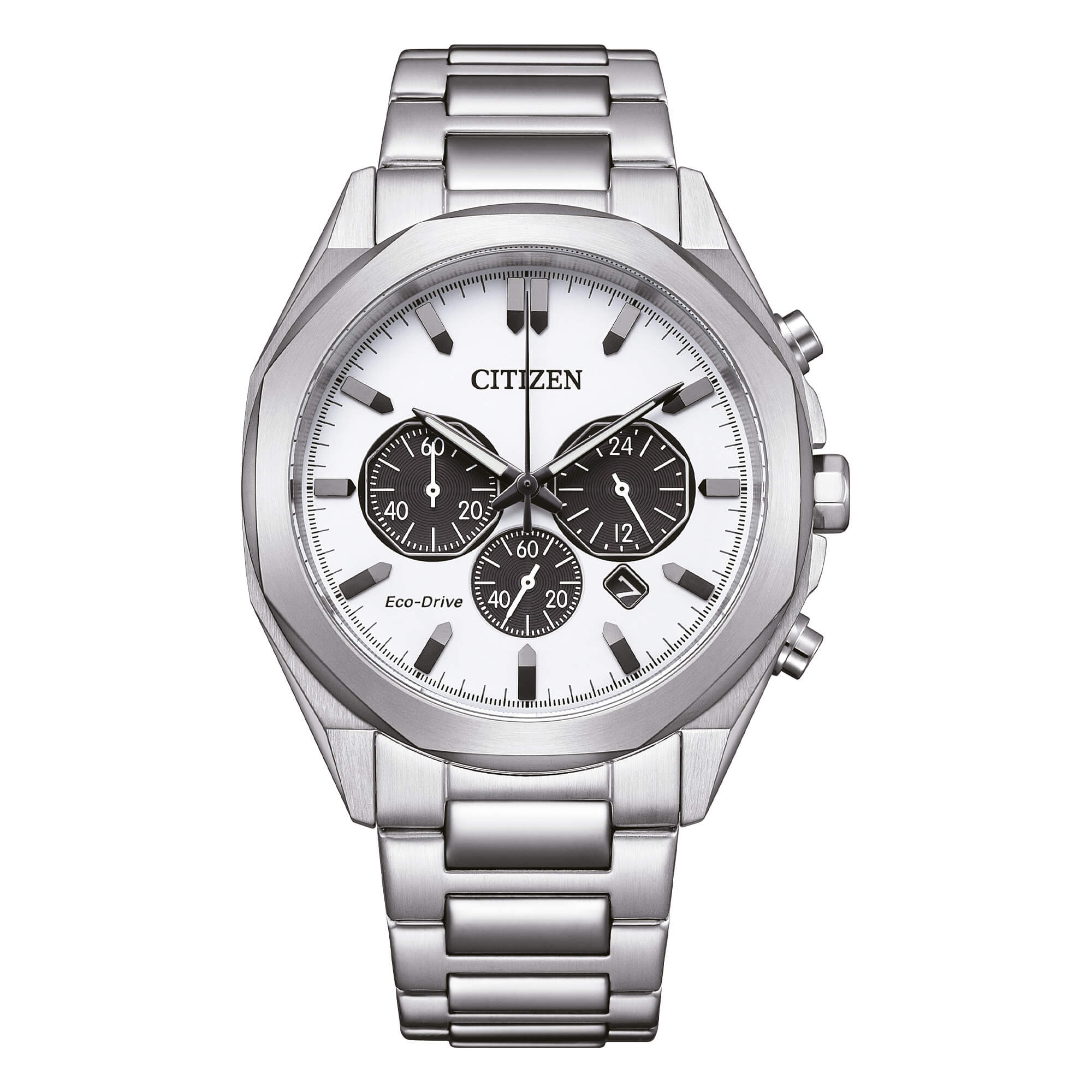 Orologio Uomo Citizen Eco-Drive Cronografo Bianco Ottagonale Panda CA4590-81A