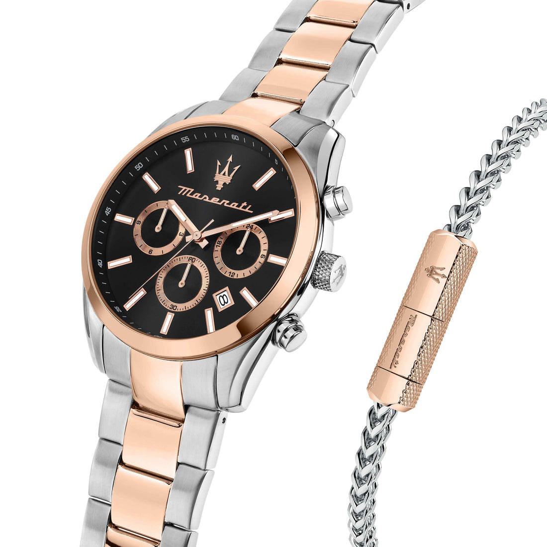 Orologio Uomo Maserati Set Box Bracciale Acciaio Rosè Quarzo Cronografo R8853151003