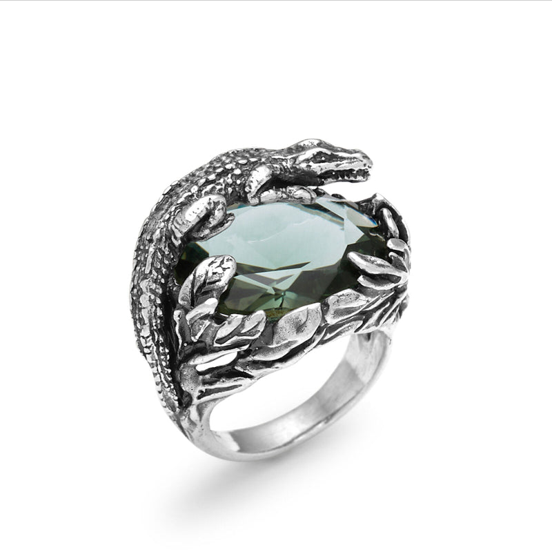 Anello Donna Giovanni Raspini Argento 925 Coccodrillo Pietra Blu Grande 11910/18