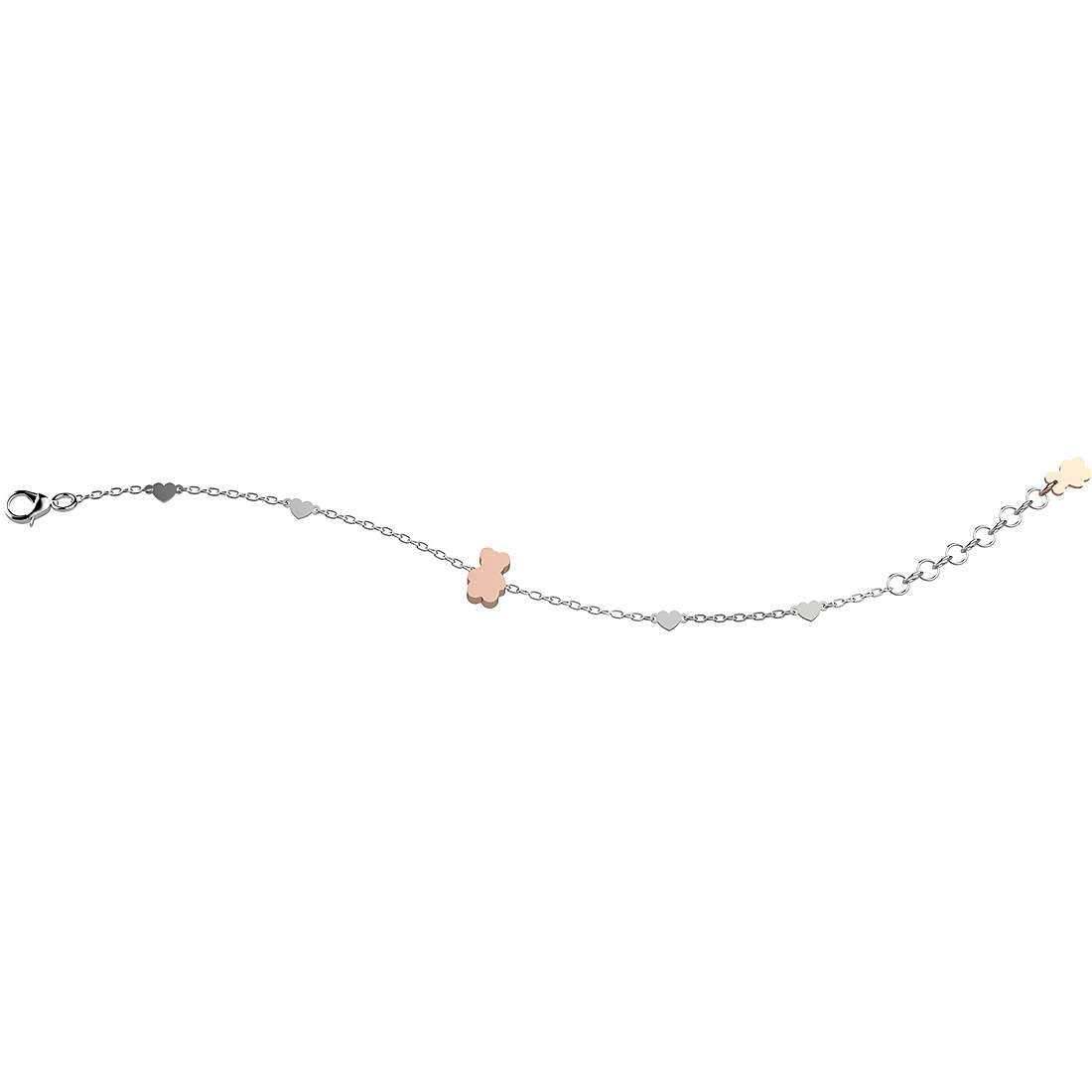 Bracciale Bambino Nanàn Argento 925 Cuore Orsacchiotto Rosè Catena NAN0191