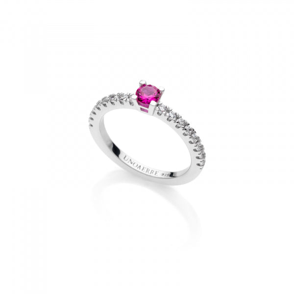 Anello Donna Unoaerre Argento Bianco Zircone Bianco Rosso 527860