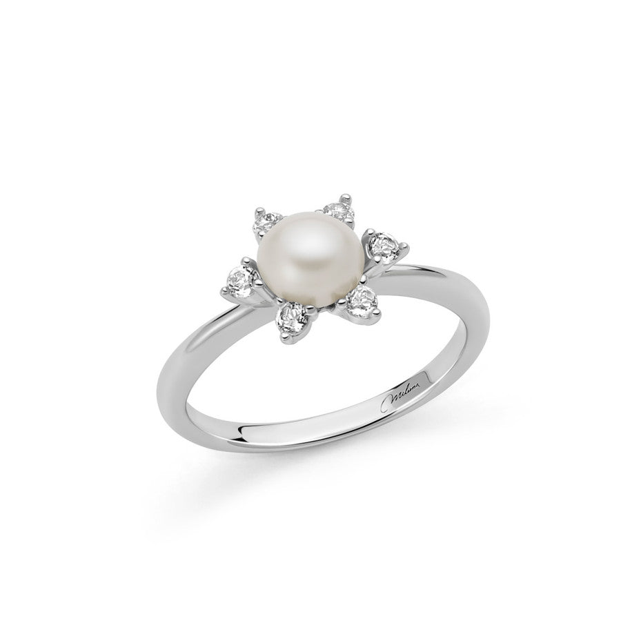 Anello Donna Miluna Perle Argento 925 Solitario Pietra Topazio Bianco PLI1721