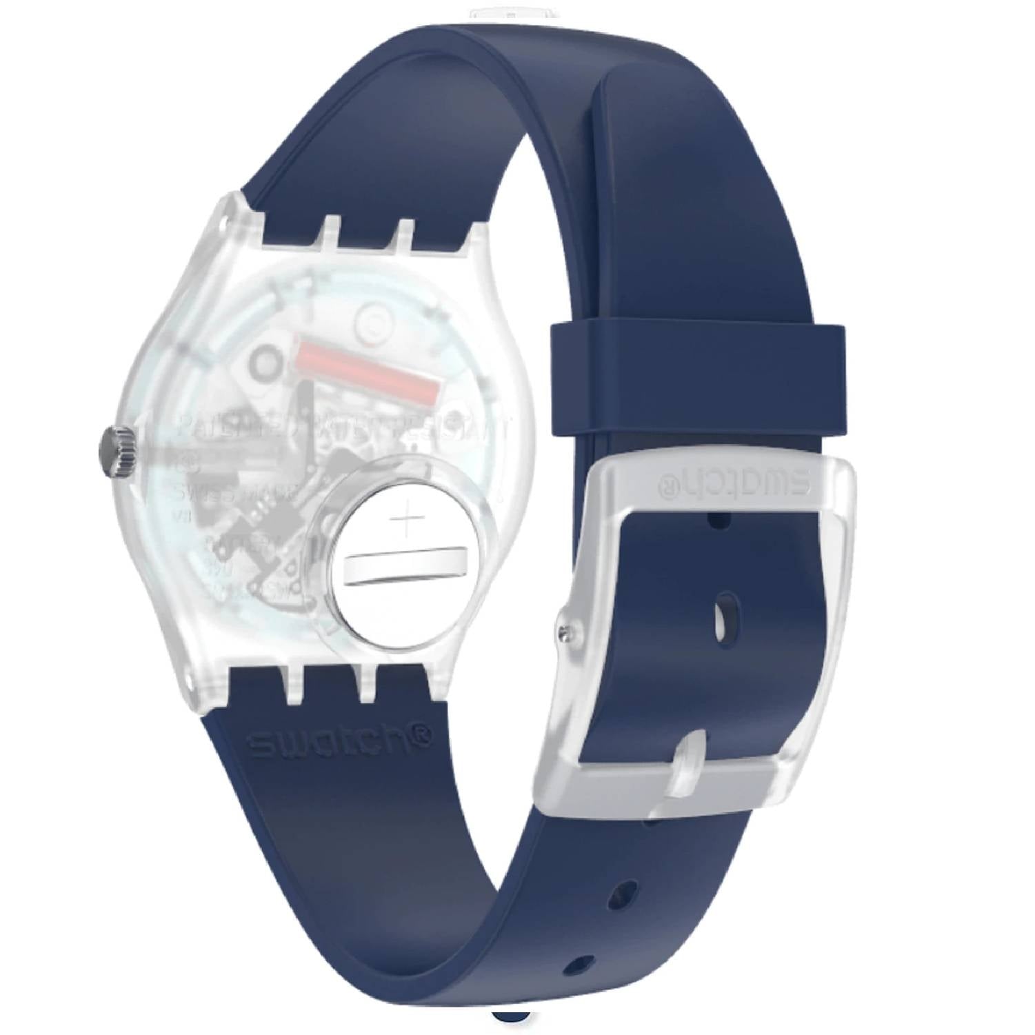 Orologio Uomo Gomma Swatch Bambino Quarz Solo Tempo Doppia Data Blu Numeri GE725