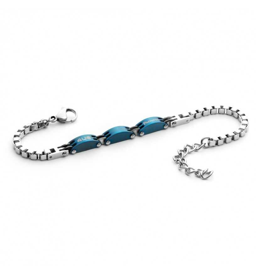 Bracciale Uomo 4US Cesare Paciotti Acciaio Bianco Blu Semirigido 4UBR3813