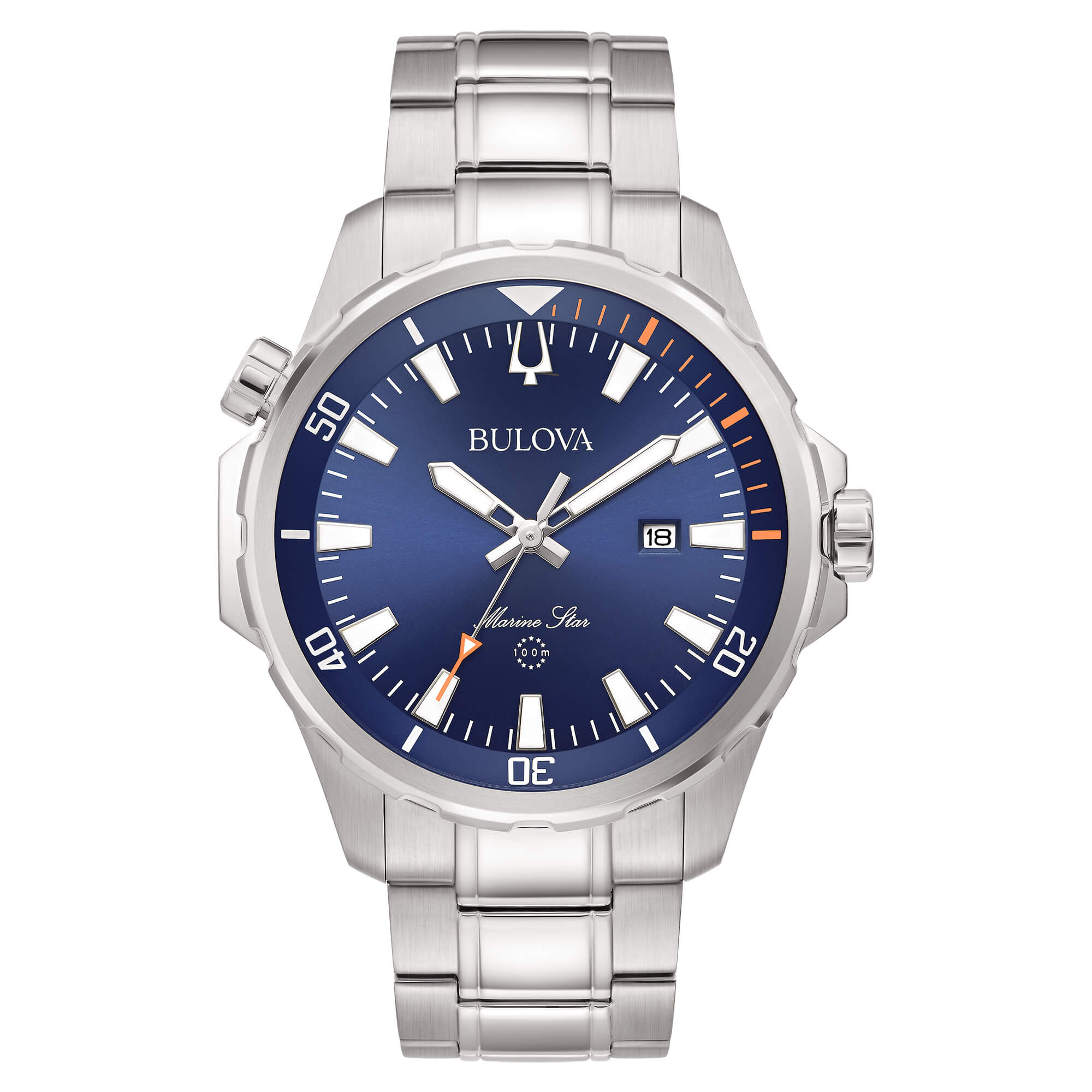 Orologio Uomo Bulova Marine Star Quarzo Solo Tempo Data Acciaio Lucido 96B397