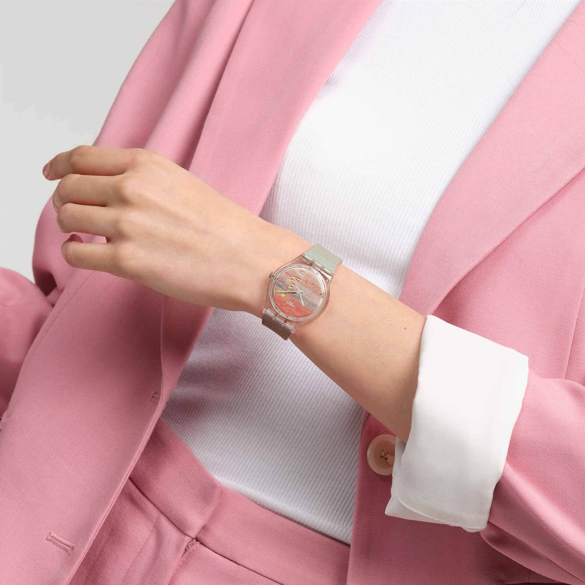 Orologio Unisex Swatch Turner's Scarlet Sunset Rosa SO28Z700