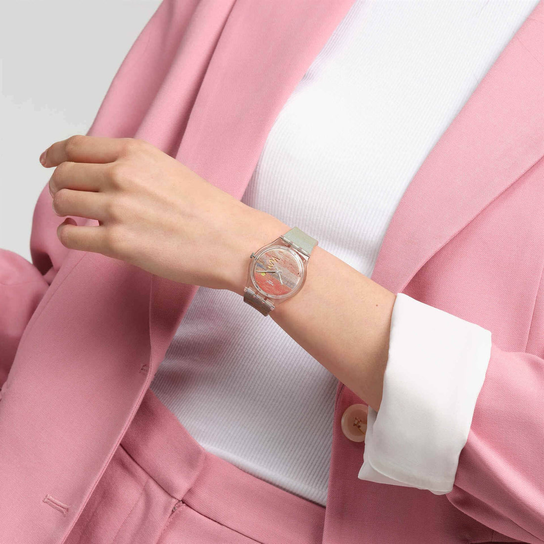 Orologio Unisex Swatch Turner's Scarlet Sunset Rosa SO28Z700