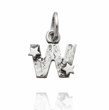 Charm Donna Giovanni Raspini Argento 925 Iniziale W Con Due Stelle Fatto A Mano 06670