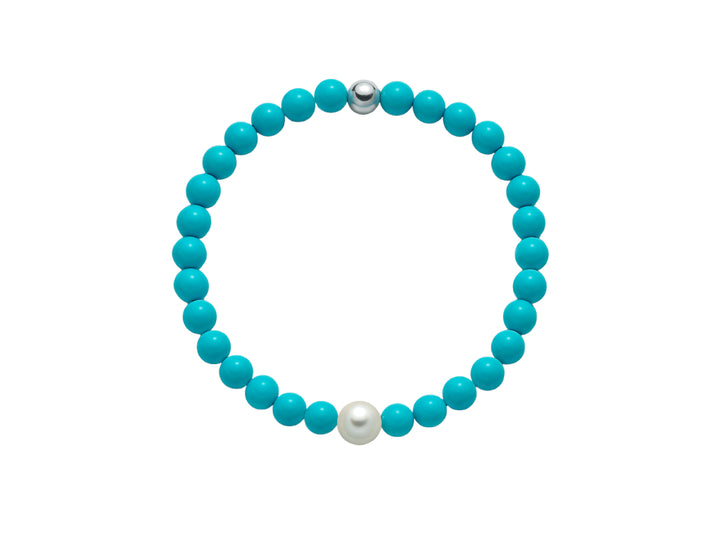 Bracciale Donna Elastico Miluna Agglomerato Turchese E Perla PBR3206