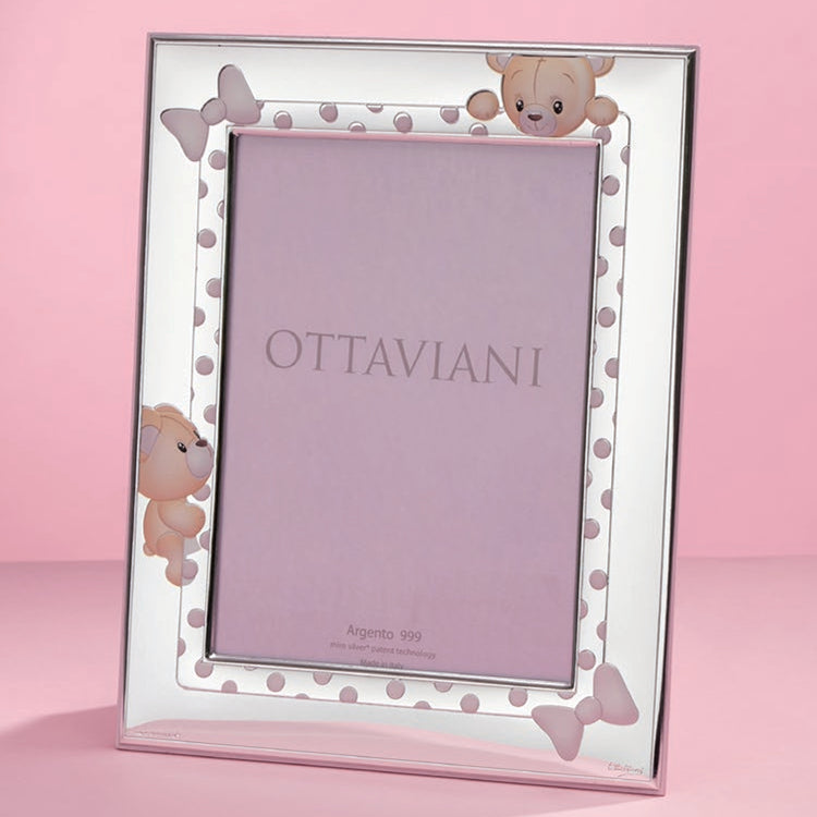 Portafoto Ottaviani Argento 999 Nascita Bimba Orsetto  9x13 7001BR